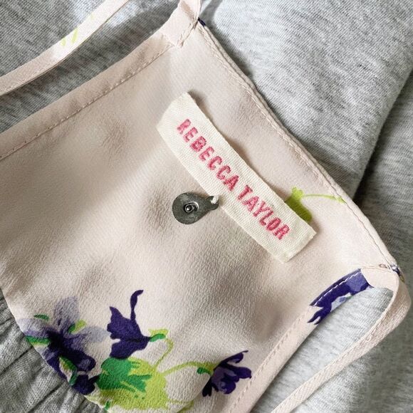 Rebecca Taylor Mixed Media Ruffle Front Floral Camisole Tank Top Size 6 - Picture 4 of 5